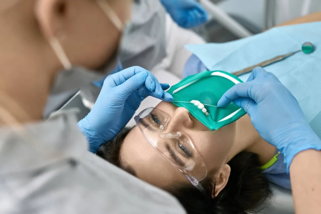 Patient receiving professional teeth cleaning during general dentistry in Franklinville, NJ